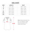 Size chart for Ladies BE Zip Off Shoulder Top, including bust, length, and size details in cm and inches.