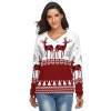 Christmas style V-neck sweater with reindeer pattern, perfect for holiday.