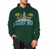 Green cotton hoodie with California Surfing graphic, loose fit design, suitable for daily wear.