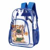 Blue PVC transparent backpack with cartoon rabbit print, perfect for work or travel