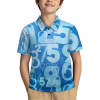 Blue New Kid's Shoulder buttoned polo shirt with numbers pattern for children