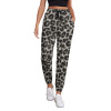 Women's leopard print sweatpants, featuring elastic waistband and pockets, perfect for casual wear.