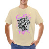 Beige cotton men's T-shirt featuring 'Fearless Tiger' graphic print, collection.