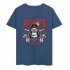 Blue cotton short-sleeved T-shirt with AMERICAN LEGEND gorilla graphic print