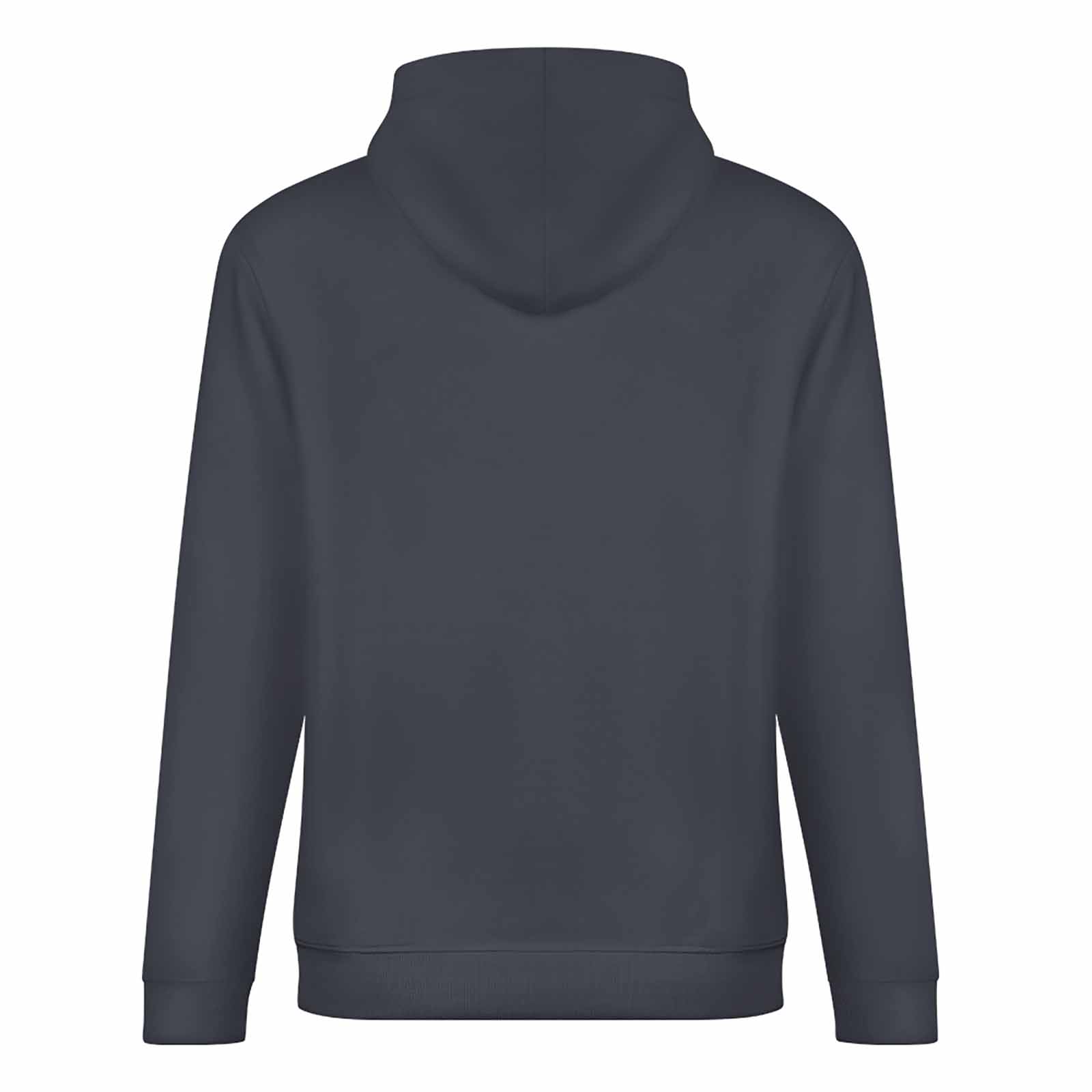 Dark grey 100% cotton hooded sweater. Loose fit, suitable for daily wear.