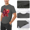 Men's gray cotton t-shirt with red monster graphic print, Inkedjoy design, soft and breathable fabric