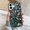 iPhone 16 series phone case with floral design, glass and TPU material, anti-scratch protection.