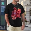 Black men's cotton t-shirt with red monster graphic print | Inkedjoy