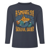 Dark blue pure cotton long sleeve T-shirt with 'A SMOOTH SHAKER' graphic design