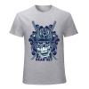 Gray cotton men's T-shirt with a blue samurai skull design and DEAD SET text, perfect for leisure and events.