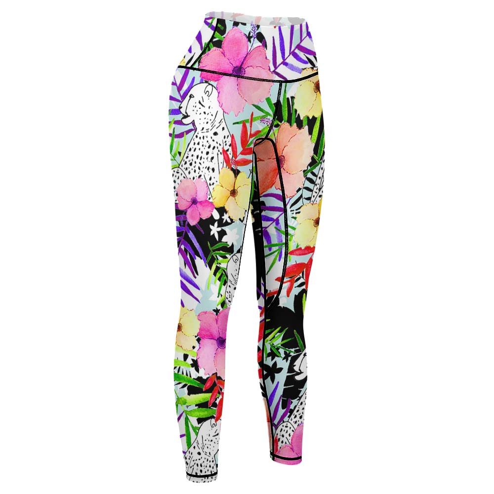 Women's floral print comfort yoga pants, high-waisted and four-way stretch