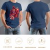 Men's navy blue cotton T-shirt with red monster graphic print, Inkedjoy design