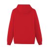 Red women's hoodie sweatshirt, cotton blend fleece, comfortable fit.