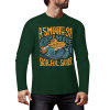 Green pure cotton long sleeve T-shirt featuring ASMODUS Shark Attack graphic for casual wear.