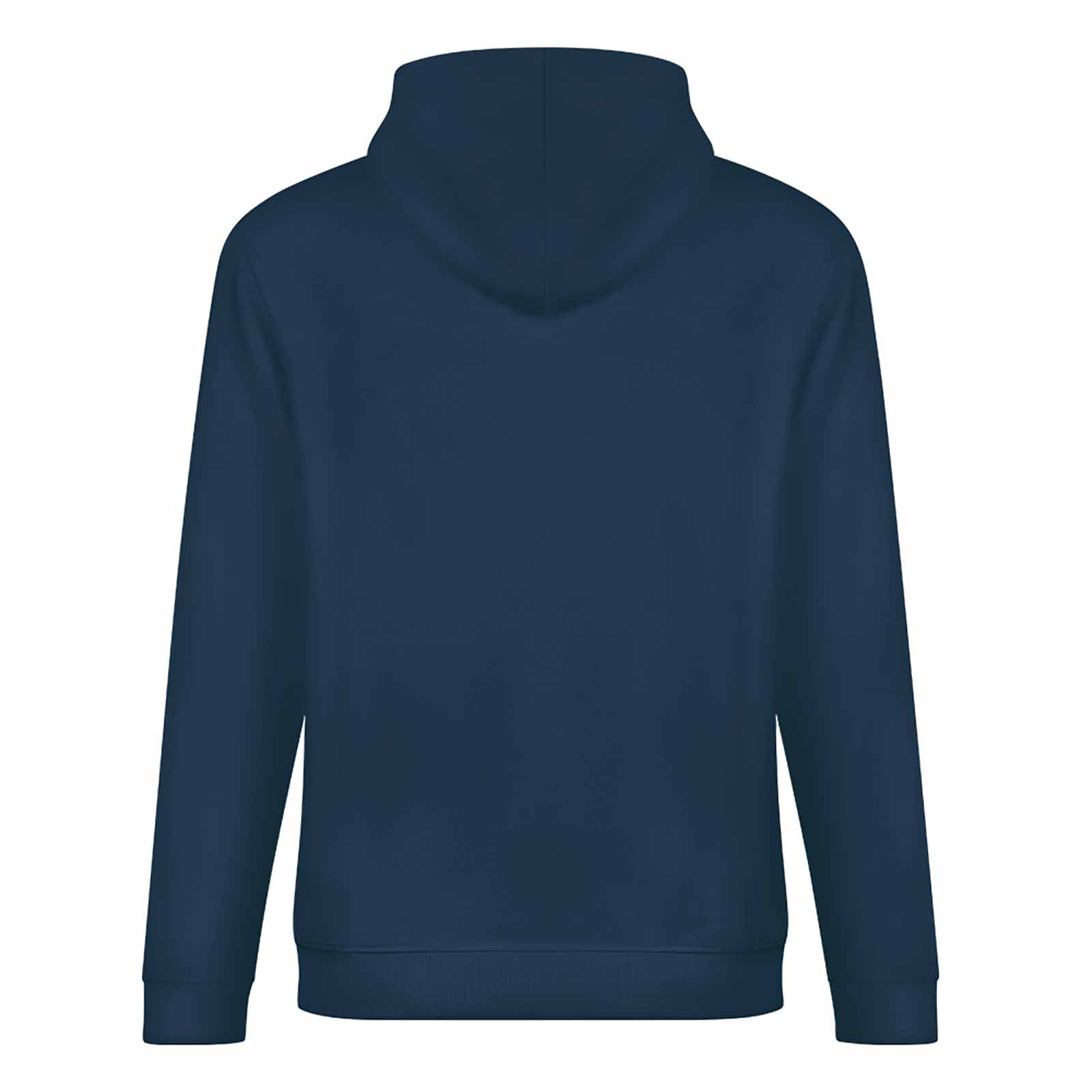 Navy blue 100% cotton hoodie, loose fit, suitable for daily wear.