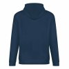 Navy blue 100% cotton hoodie, loose fit, suitable for daily wear.