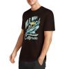 Black cotton short-sleeved T-shirt with Wild Wave California print, summer fashion