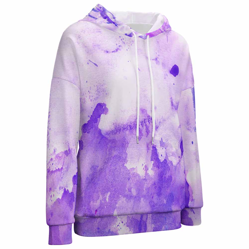 Purple watercolor dropped sleeve hoodie, casual wear, stylish design