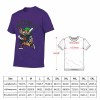 Purple  Men's T-shirt with cartoon design and size chart, 100% cotton