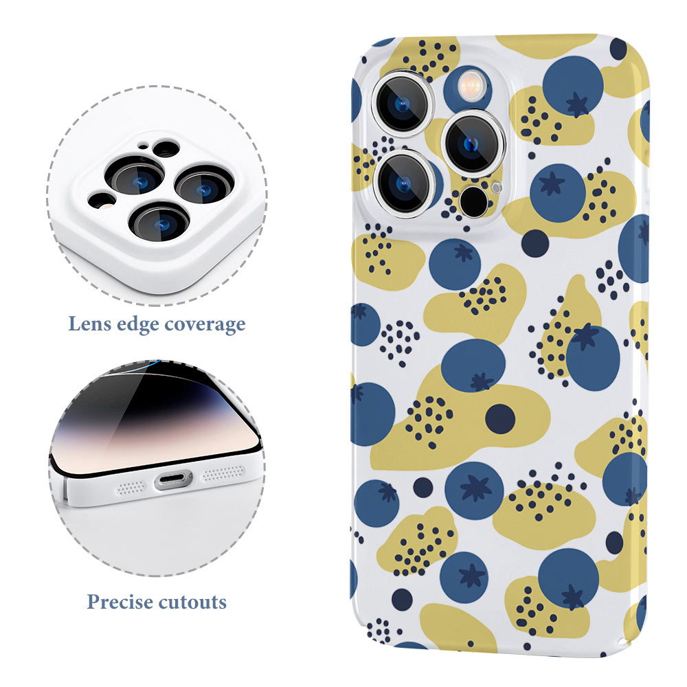 iPhone 14 case with a vibrant floral pattern, PC plastic, scratch-resistant, and precise cutouts.