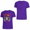 Purple cotton short-sleeved T-shirt with AMERICAN LEGEND gorilla graphic print