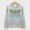 Grey cotton hoodie with CALIFORNIA SURFING graphic. Loose fit design for daily wear.