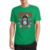 Green cotton T-shirt with AMERICAN LEGEND gorilla graphic print, summer fashion.