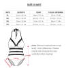 Plus Size Bikini Swimsuit Size Chart. Detailed measurements for length, bust, and leg width.