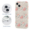 iPhone 15 case with playful beige and pink pattern, PC plastic, scratch-resistant