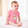 Pink cotton baby bodysuit with cute cartoon design, soft cotton, for babies 3-24 months