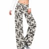 XP Straight Lace-Up Yoga Pants, White and Black Floral Print