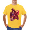 Yellow cotton men's t-shirt with a red monster graphic print by Inkedjoy