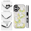 iPhone 16 case with cartoon cat design, card slot, shockproof and leather