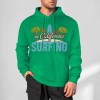 Green cotton California Surfing hoodie for men, loose fit, comfortable daily wear