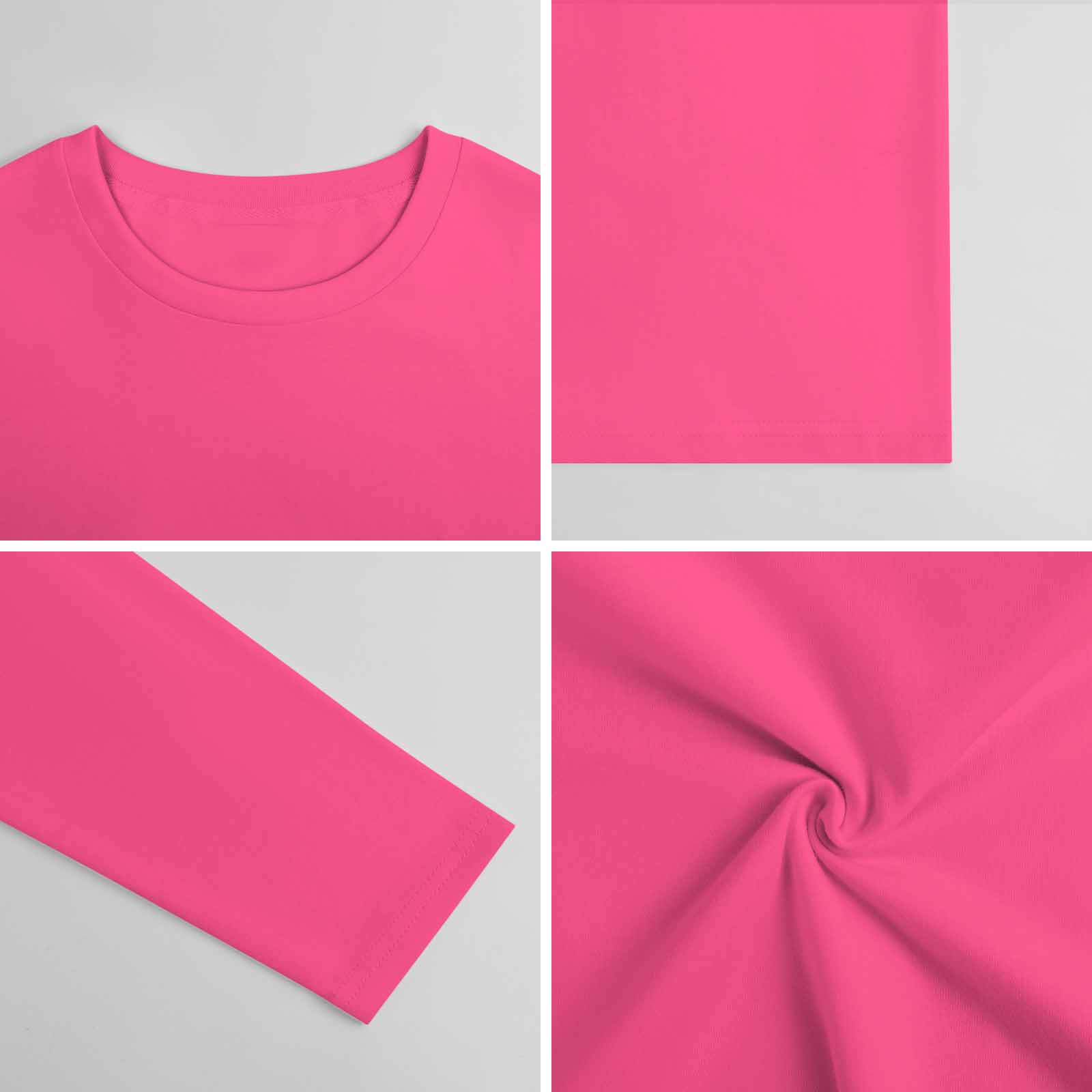 Pure cotton long sleeve T-shirt fabric detail, pink color, casual wear