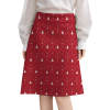 Red Zipper Skirt with detailed pattern, perfect for work or casual wear.
