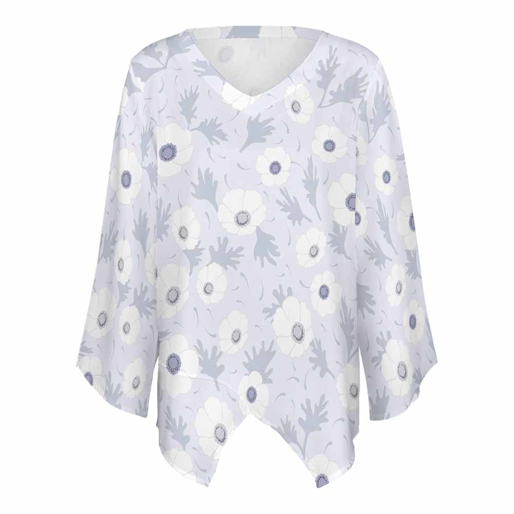 White chiffon floral print long sleeve shirt for women, sun protection, casual wear.