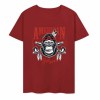 Burgundy cotton T-shirt with "AMERICAN LEGEND" gorilla graphic print, summer fashion.