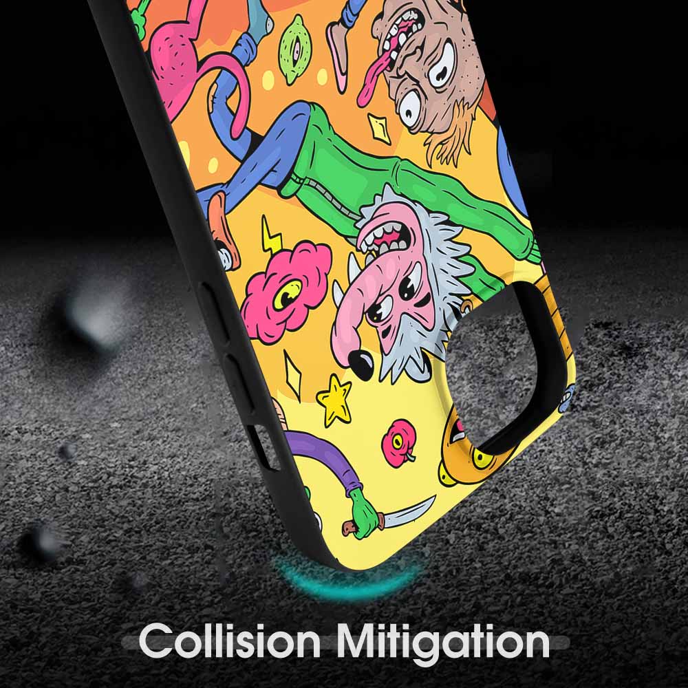 iPhone 15 series cartoon case with colorful character design, shockproof TPU, Collision Mitigation