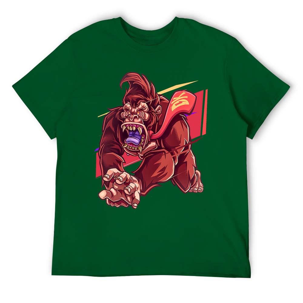 Men's green cotton t-shirt with red monster graphic print | Inkedjoy 100% cotton
