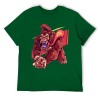 Men's green cotton t-shirt with red monster graphic print | Inkedjoy 100% cotton
