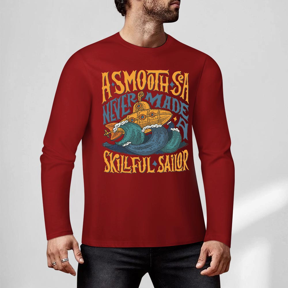 Red pure cotton long sleeve T-shirt featuring ASMODUS SOULFUL SHAKER graphic design for casual wear.