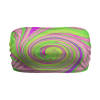 Wrap chest top with a green, pink, and purple swirl pattern. Polyester jersey fabric, perfect for summer.