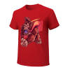 Red cotton men's t-shirt with red monster graphic print, Inkedjoy product.