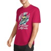 Red cotton surfing T-shirt with Wild Wave California design, summer fashion.