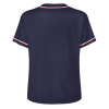 Navy blue baseball uniform back view, pique cloth, ideal for casual wear.