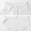 White pet shirt collar detail, classic style, breathable polyester fabric, pet essentials.