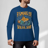 Blue pure cotton long sleeve t-shirt with 'A SMOOTH SHAKER' graphic design, casual wear.