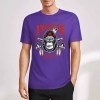 Purple cotton short-sleeved T-shirt with "AMERICAN LEGEND" gorilla graphic print.
