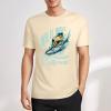 Cream pure cotton men's surfing T-shirt with graphic print.